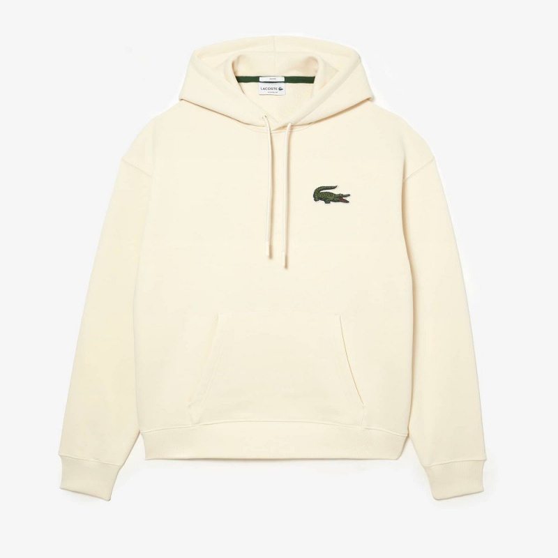 Men's Lacoste Loose Fit Hoodie Cream | SXJ963284