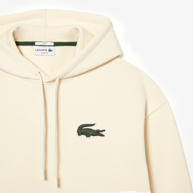 Men's Lacoste Loose Fit Hoodie Cream | SXJ963284