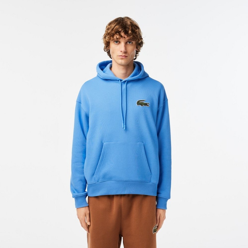 Men's Lacoste Loose Fit Hoodie Ethereal blue | CRO638075