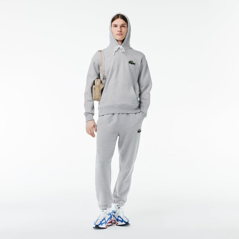 Men's Lacoste Loose Fit Hoodie Grey Chine | NYG957628