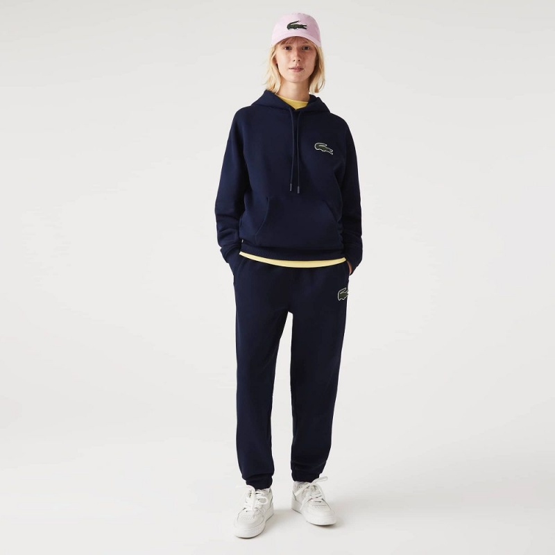 Men's Lacoste Loose Fit Hoodie Navy Blue | NYC184039