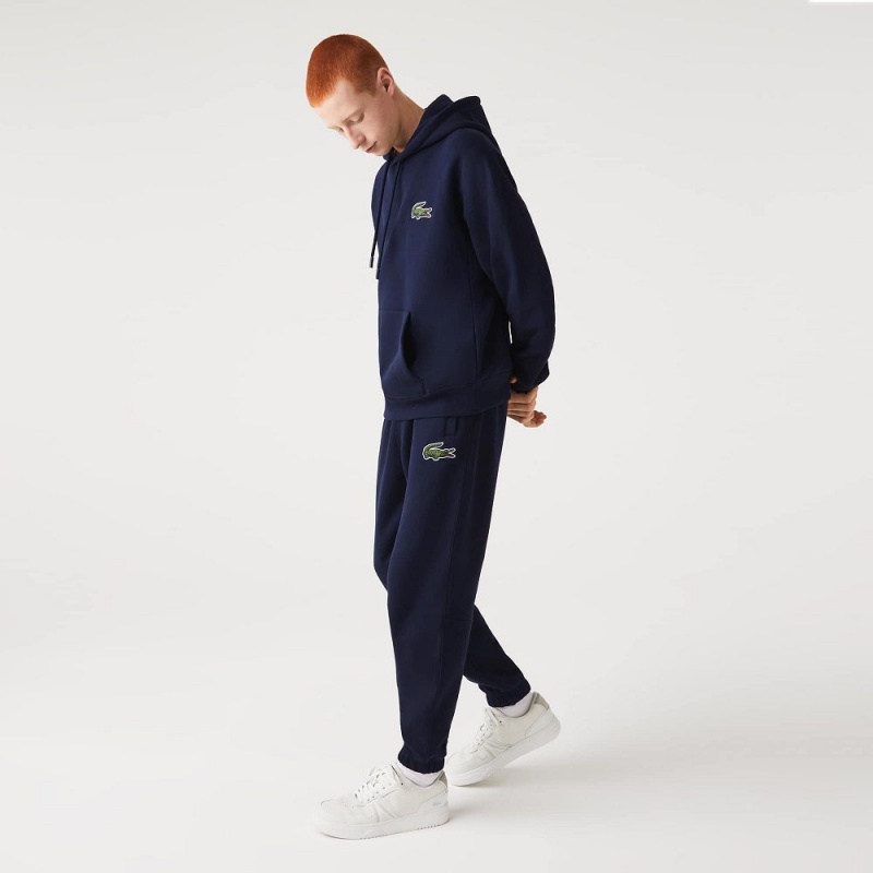 Men's Lacoste Loose Fit Hoodie Navy Blue | NYC184039