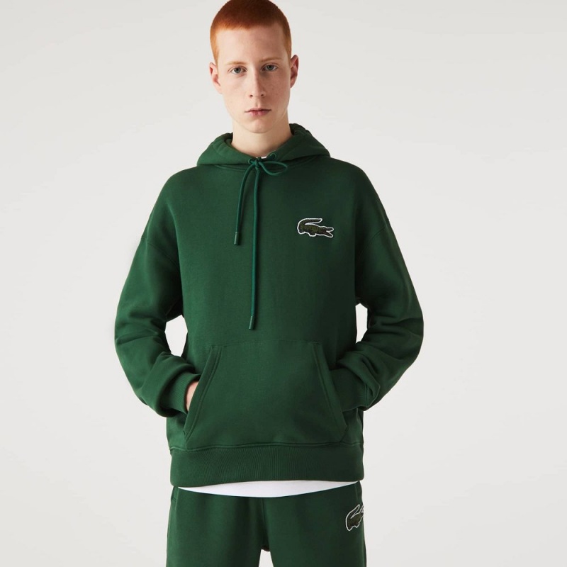 Men's Lacoste Loose Fit Hoodie Pine green | HAM265409