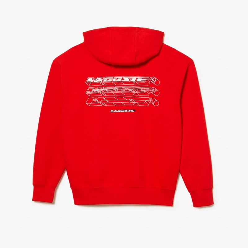 Men's Lacoste Loose Fit Hoodie Red | IUB106579