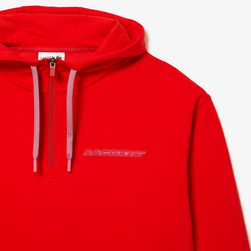 Men's Lacoste Loose Fit Hoodie Red | IUB106579