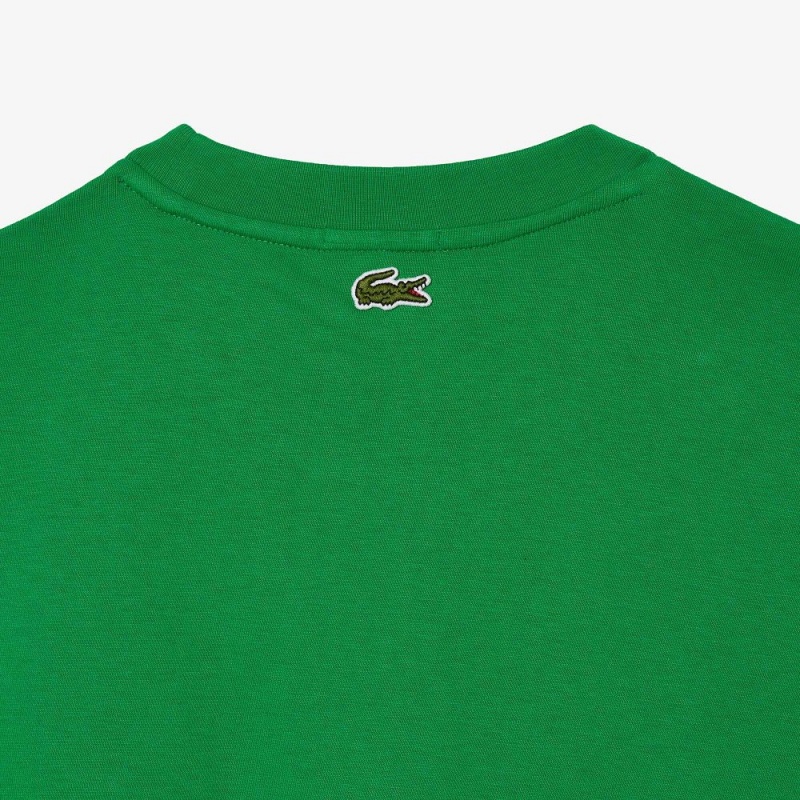 Men's Lacoste Loose Fit Large Croc Organic Heavy Cotton T-Shirt Green | WNC019674