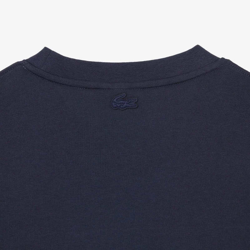 Men's Lacoste Loose Fit Long Sleeve Printed T-Shirt Blue | NTH902486