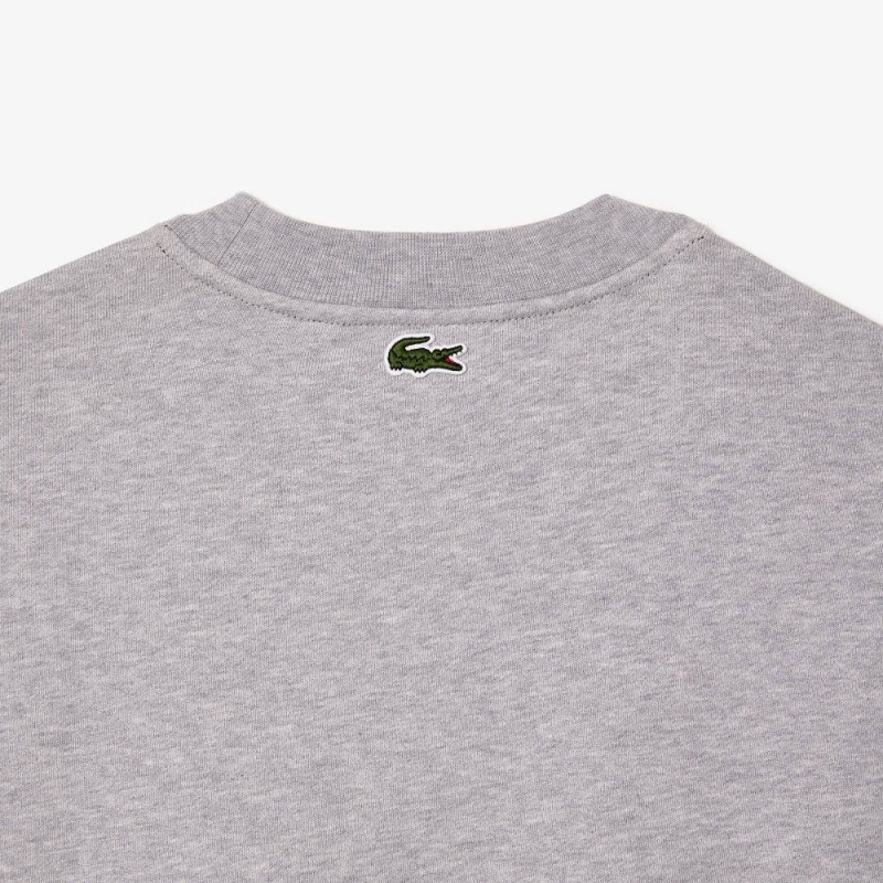 Men's Lacoste Loose Fit Monogram Fleece Sweatshirt Grey Chine | ZAO038526