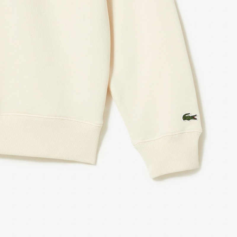 Men's Lacoste Loose Fit Organic Cotton Half Zip Sweatshirt Cream | SRQ962134