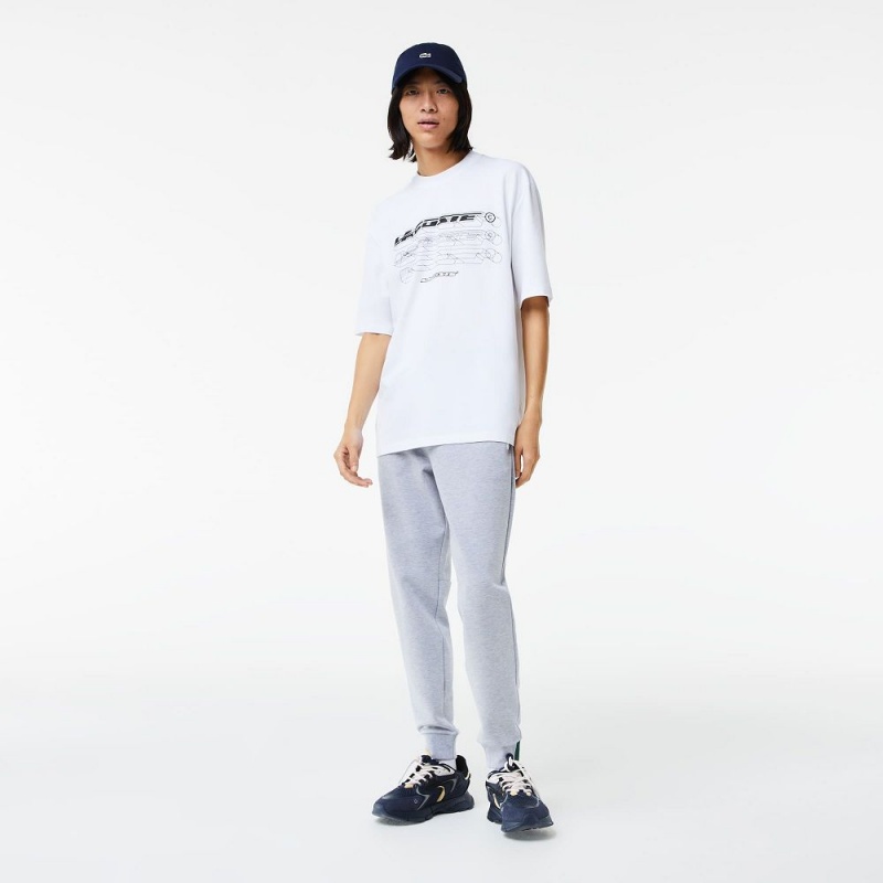 Men's Lacoste Loose Fit Organic Cotton Piqué T-Shirt White | YRE401752