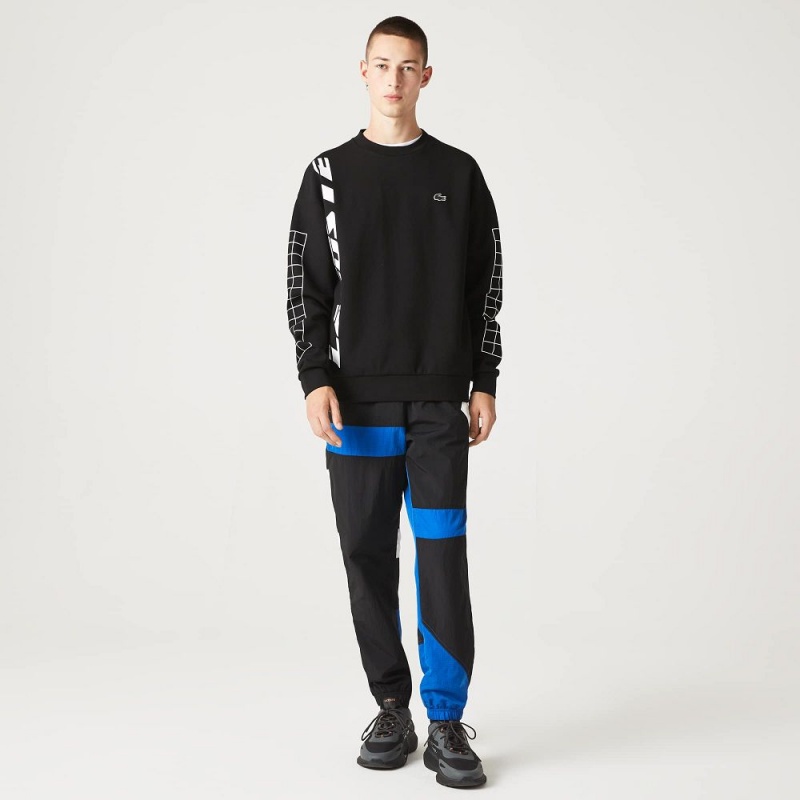 Men's Lacoste Loose Fit Piqué Sweatshirt Black | CDA680254