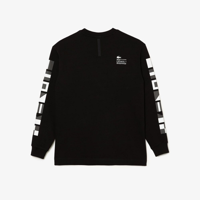 Men's Lacoste Loose Fit Piqué Sweatshirt Black | CDA680254