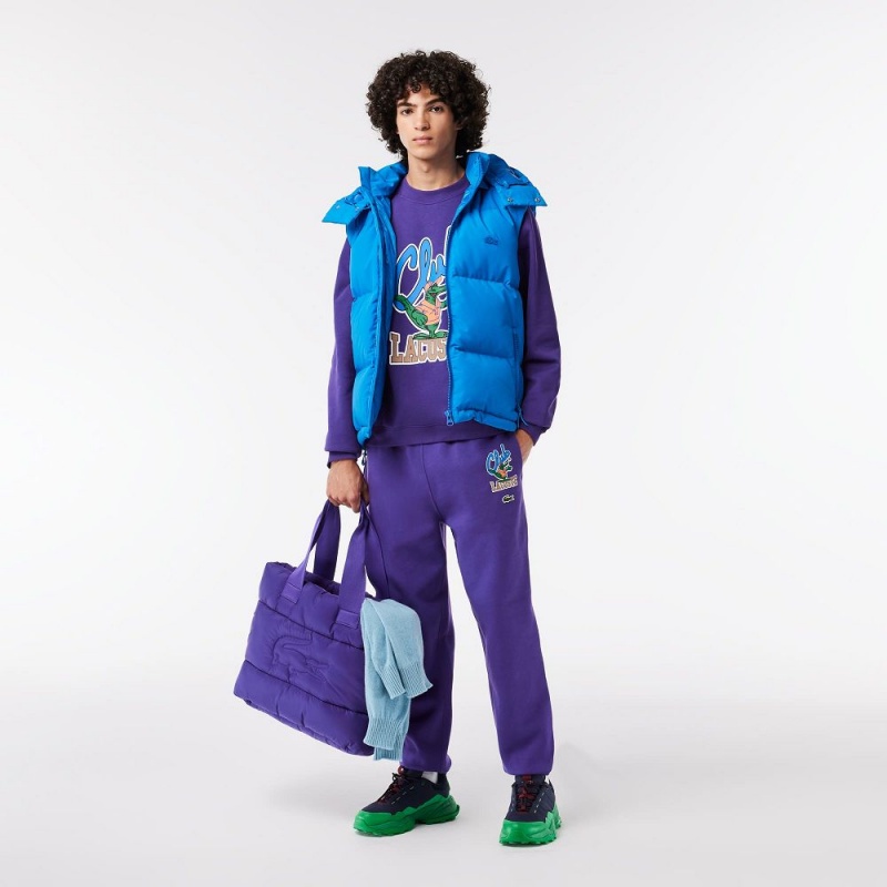 Men's Lacoste Loose Fit Raglan Sleeve Jogger Sweatshirt Acai Purple | TDF932708