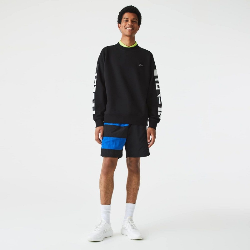 Men's Lacoste Loose Fit Reflective Print Sweatshirt Black | CRB186402