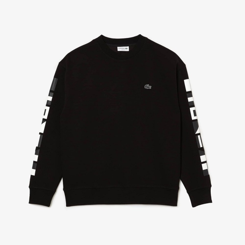 Men's Lacoste Loose Fit Reflective Print Sweatshirt Black | CRB186402