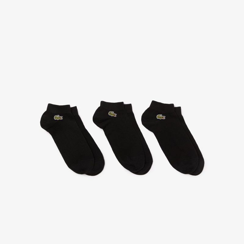 Men\'s Lacoste Low Sport 3-Pack Socks Black | LVQ012497