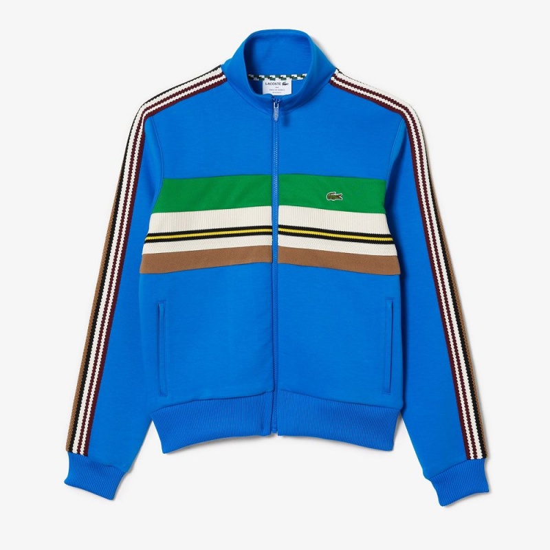 Men's Lacoste Made In France Zip-Up Colorblock Sweatshirt Blue | ALS391204