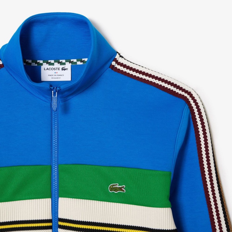 Men's Lacoste Made In France Zip-Up Colorblock Sweatshirt Blue | ALS391204