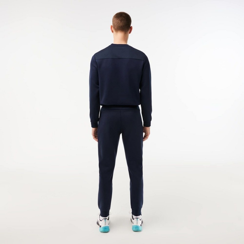 Men's Lacoste Mesh Panels Sweatpants Navy Blue | MXG690538