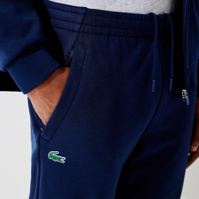 Men's Lacoste Mesh Panels Sweatpants Navy Blue | MXG690538