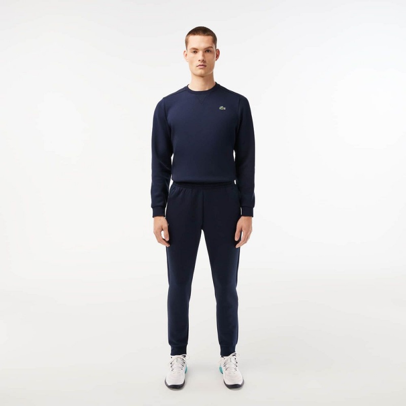 Men\'s Lacoste Mesh Panels Sweatpants Navy Blue | MXG690538