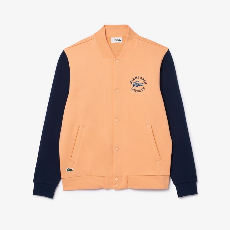 Men's Lacoste Miami Open Edition Bomber Jackets Light Orange Navy Blue | GKP897403