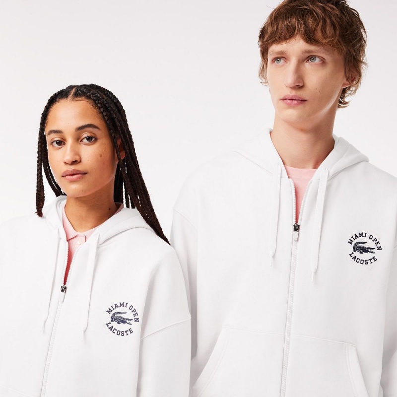 Men's Lacoste Miami Open Edition Hoodie White | UPG021549