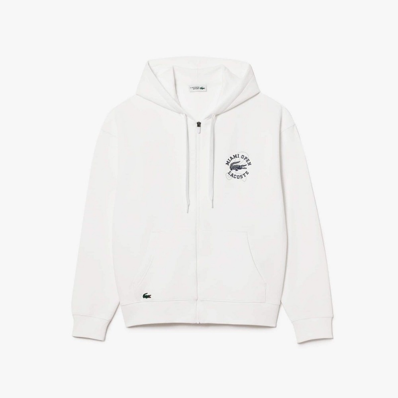 Men's Lacoste Miami Open Edition Hoodie White | UPG021549