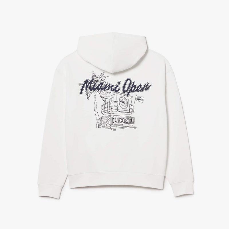 Men's Lacoste Miami Open Edition Hoodie White | UPG021549