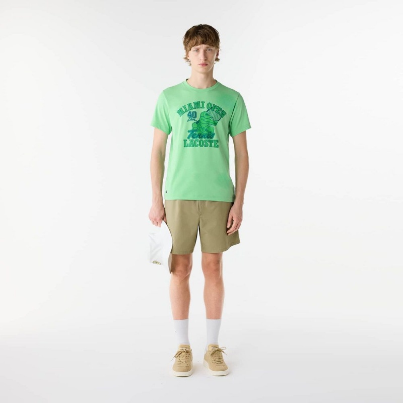 Men's Lacoste Miami Open Edition Ultra-Dry Tennis T-Shirt Green | SHN415692