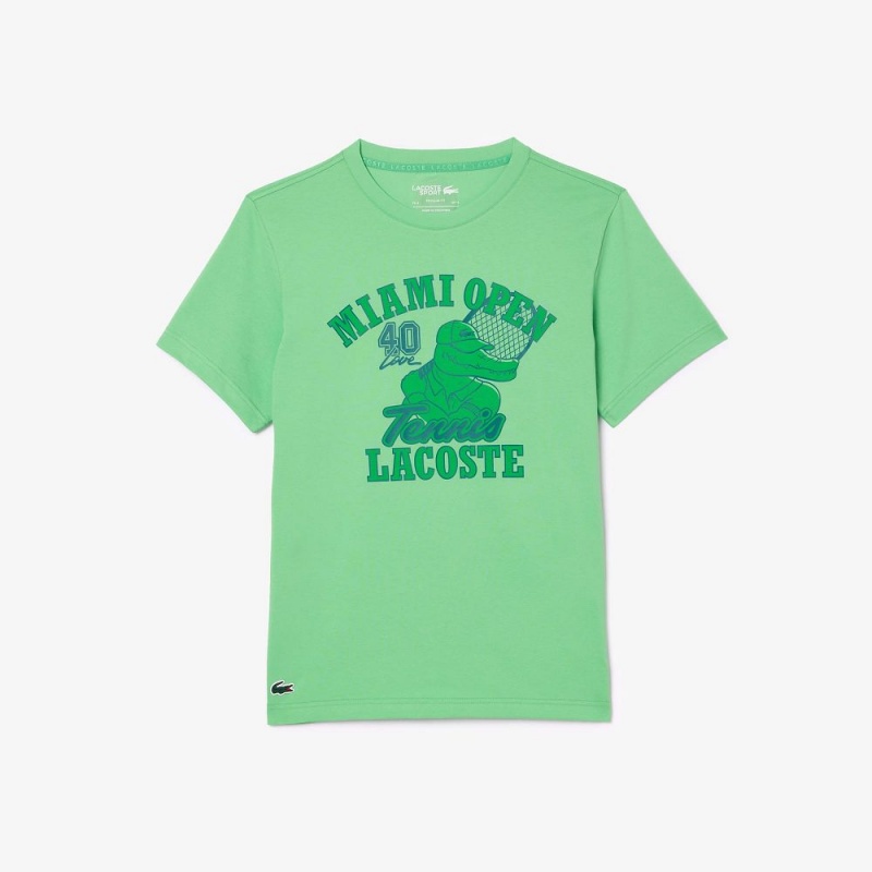 Men's Lacoste Miami Open Edition Ultra-Dry Tennis T-Shirt Green | SHN415692