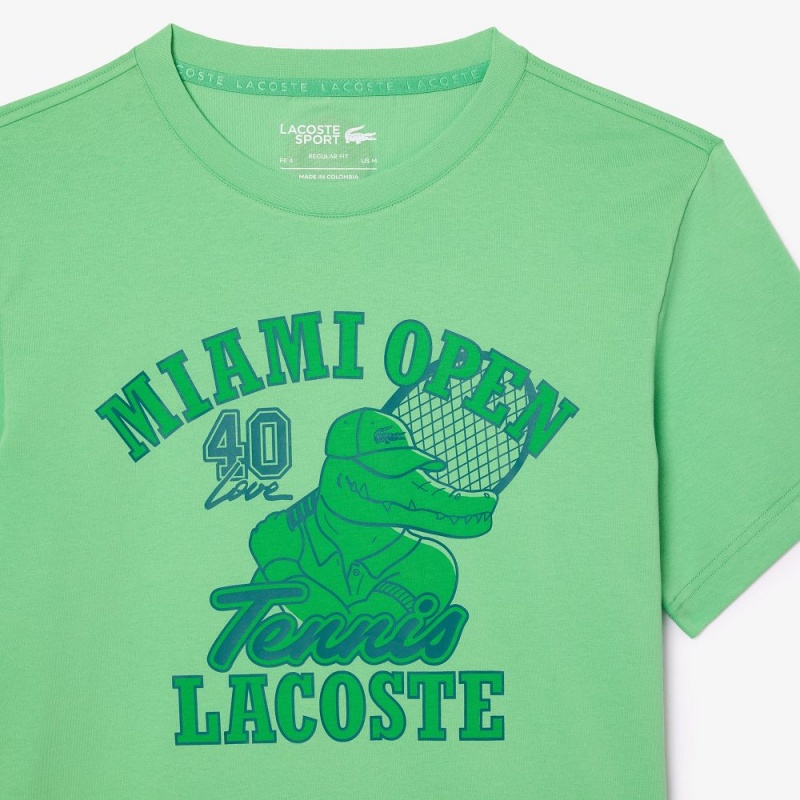 Men's Lacoste Miami Open Edition Ultra-Dry Tennis T-Shirt Green | SHN415692