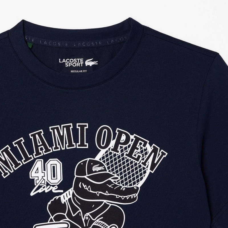 Men's Lacoste Miami Open Edition Ultra-Dry Tennis T-Shirt Navy Blue | VFK250769