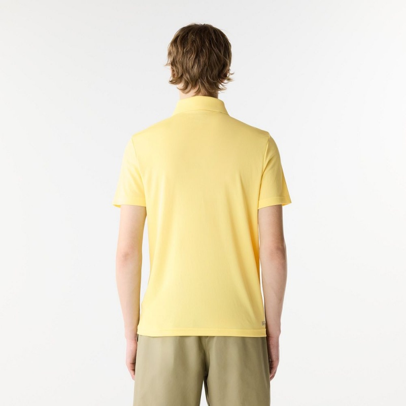 Men's Lacoste Miami Open Edition Ultra-Dry Piqué Polo Shirts Pastel yellow | RVL560913