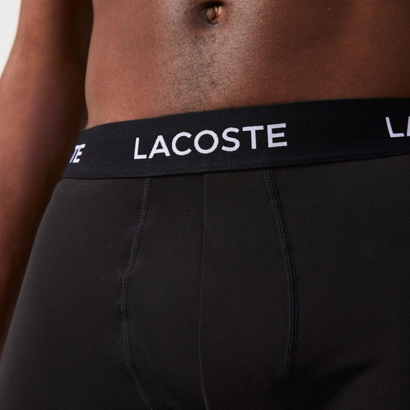 Men's Lacoste Microfiber 3-Pack Trunks Black | AXP480573