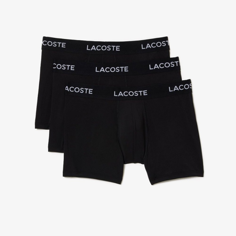 Men's Lacoste Microfiber 3-Pack Trunks Black | AXP480573