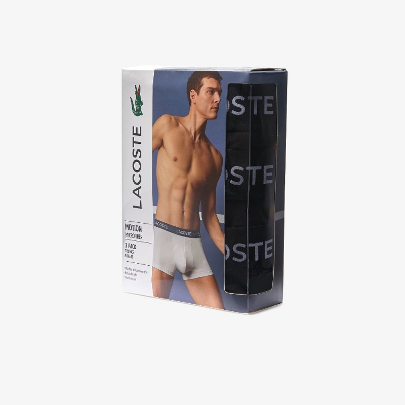 Men's Lacoste Microfiber 3-Pack Trunks Black | AXP480573