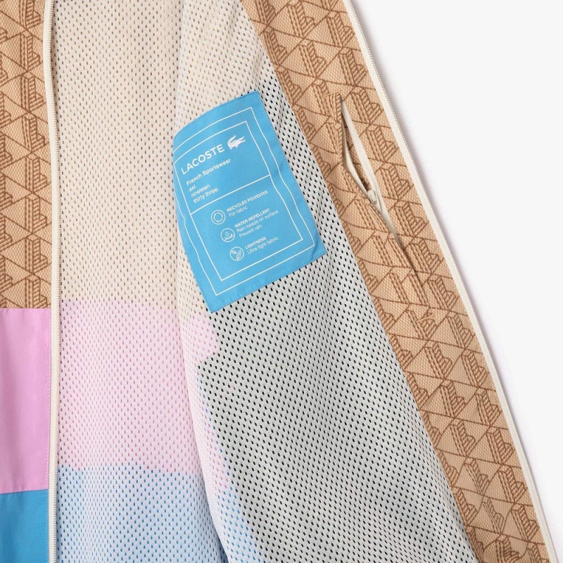 Men's Lacoste Monogram Colorblock Track Jackets Beige Pink Blue | FSY689257