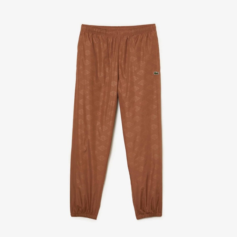 Men's Lacoste Monogram Print Joggers Light Brown | UMJ168073