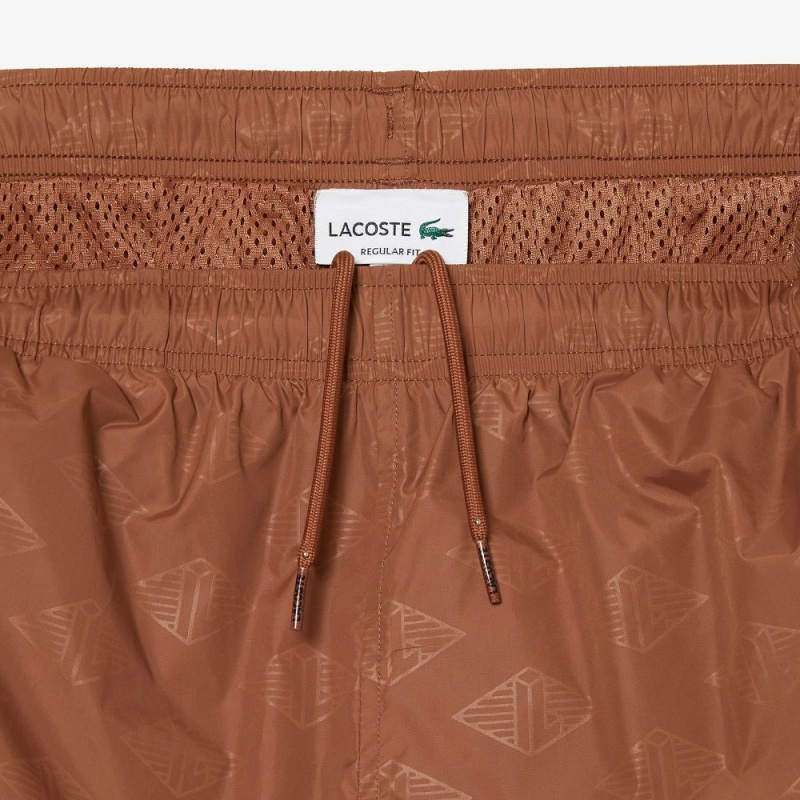 Men's Lacoste Monogram Print Joggers Light Brown | UMJ168073