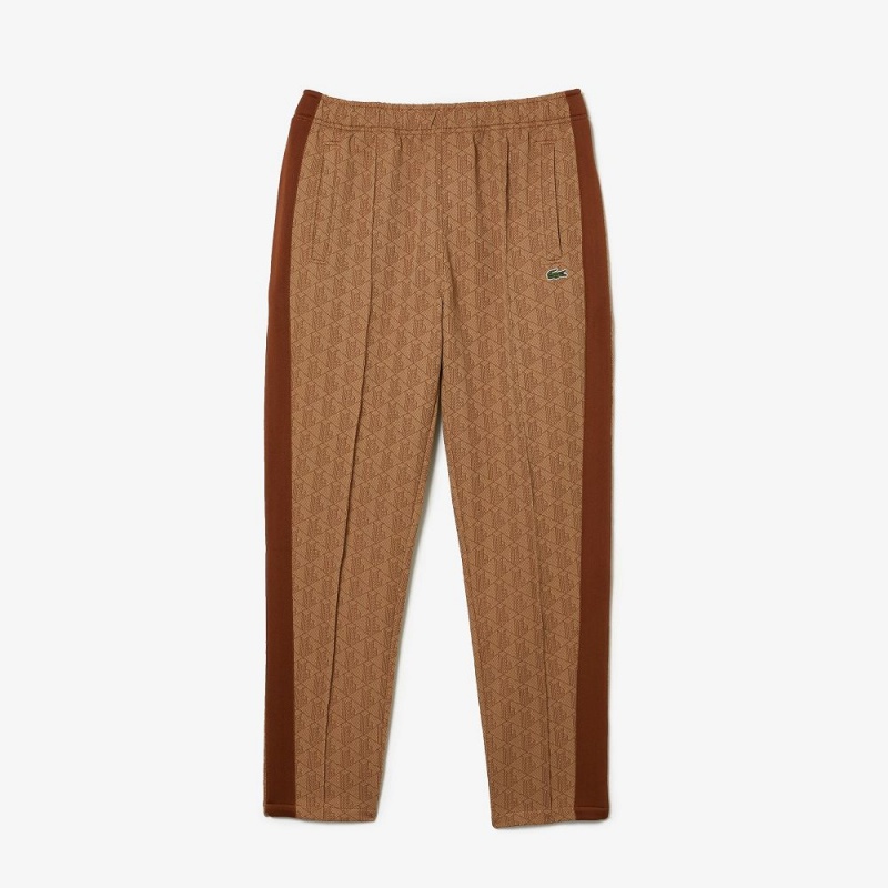 Men's Lacoste Monogram Print Pants Beige Brown | KDL521803