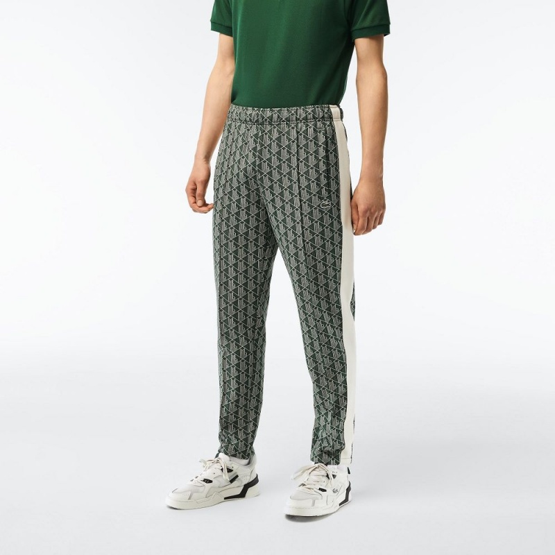 Men's Lacoste Monogram Print Pants Green Beige | VTN246187