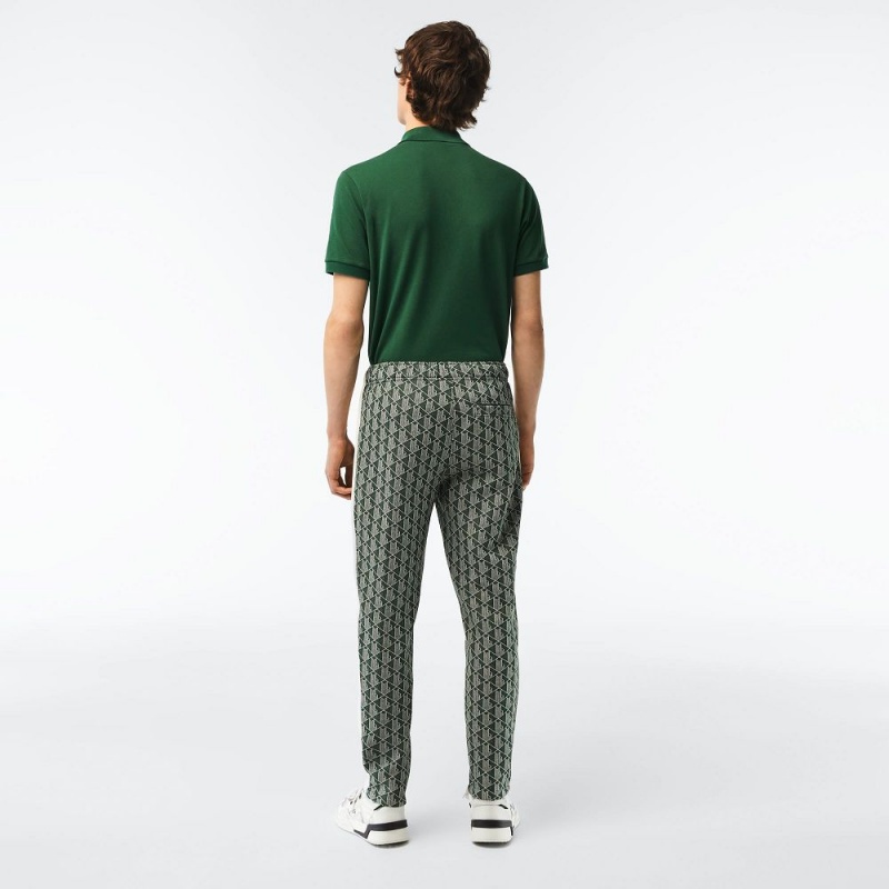 Men's Lacoste Monogram Print Pants Green Beige | VTN246187