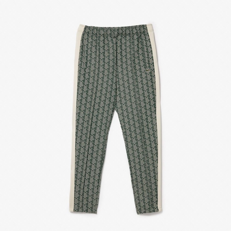 Men's Lacoste Monogram Print Pants Green Beige | VTN246187