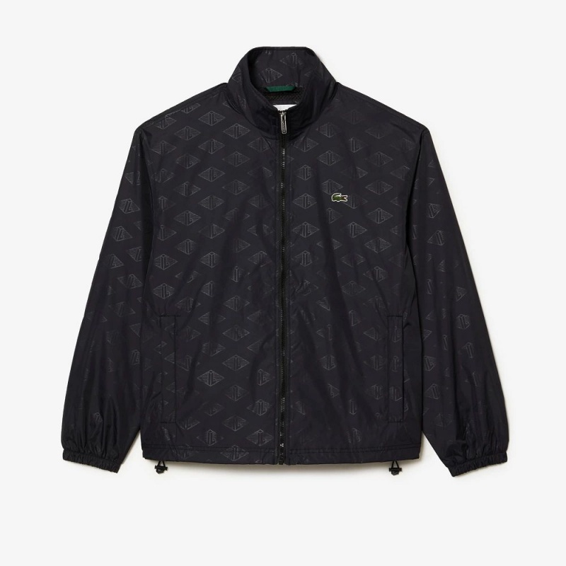 Men's Lacoste Monogram Print Track Jackets Black | BCX241908