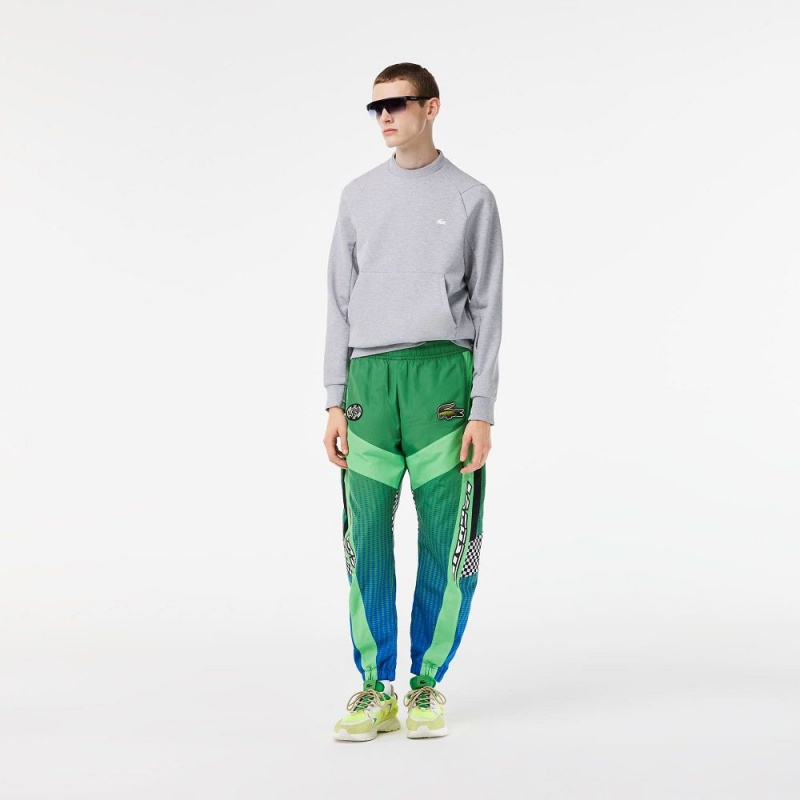 Men's Lacoste Ombré Checkerboard Print Joggers Green Blue | NIM297051