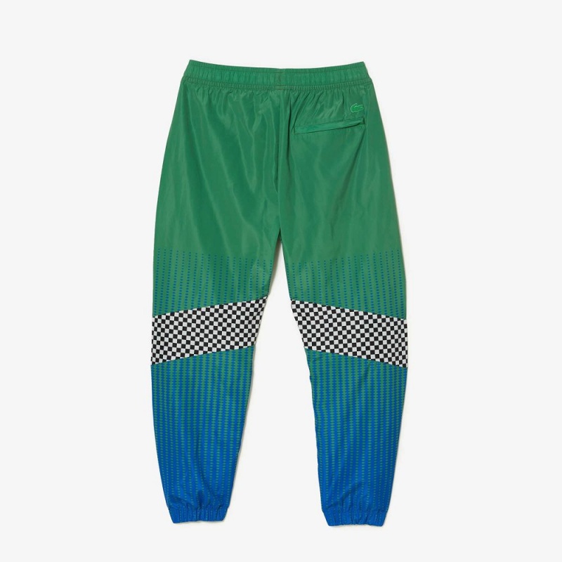 Men's Lacoste Ombré Checkerboard Print Joggers Green Blue | NIM297051