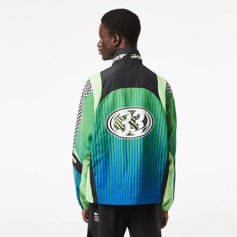 Men's Lacoste Ombré Checkerboard Track Jackets Green Blue | WYF175234