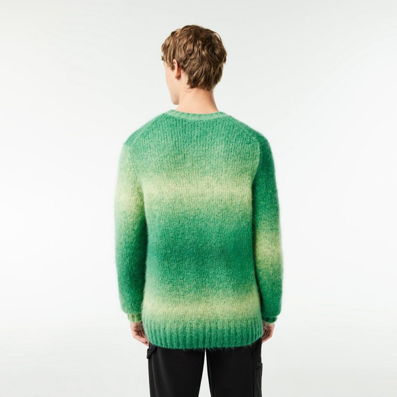 Men's Lacoste Ombré Effect Alpaca Wool Sweater Green White | UWK190853