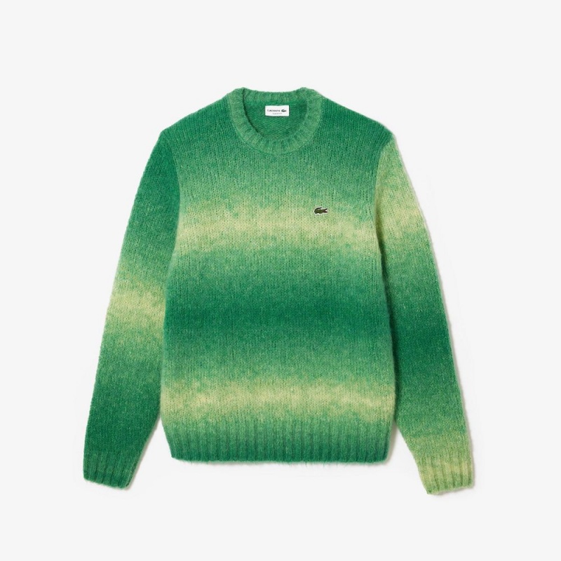 Men's Lacoste Ombré Effect Alpaca Wool Sweater Green White | UWK190853